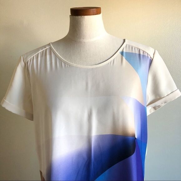 Calvin Klein multicolored ivory print blouse L/G - Picture 2 of 7